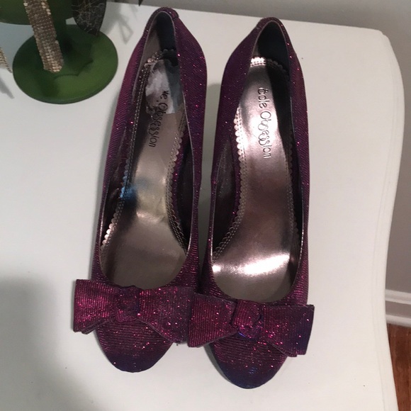 Sole Obsession purple + pink sparkle glitter heels - Picture 4 of 6